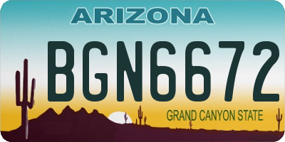 AZ license plate BGN6672