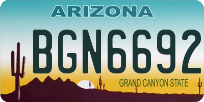 AZ license plate BGN6692