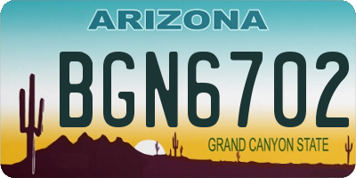 AZ license plate BGN6702