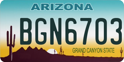 AZ license plate BGN6703