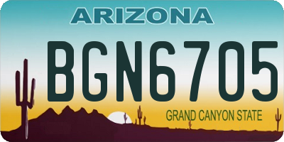 AZ license plate BGN6705