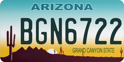 AZ license plate BGN6722