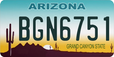 AZ license plate BGN6751
