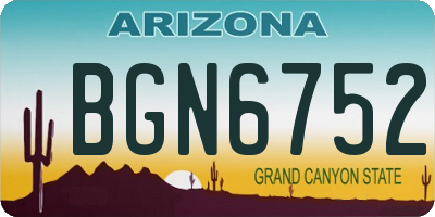 AZ license plate BGN6752