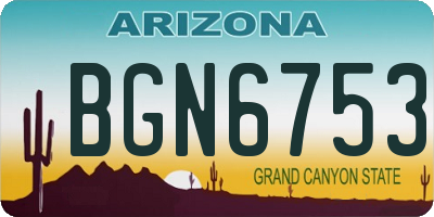 AZ license plate BGN6753