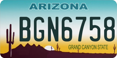AZ license plate BGN6758