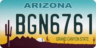 AZ license plate BGN6761