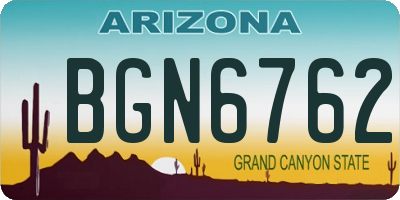 AZ license plate BGN6762