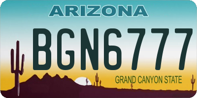 AZ license plate BGN6777