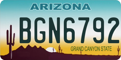 AZ license plate BGN6792