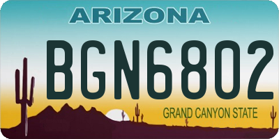 AZ license plate BGN6802