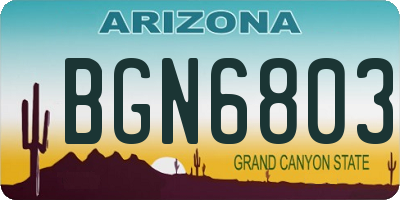 AZ license plate BGN6803