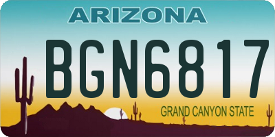 AZ license plate BGN6817