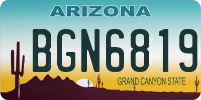 AZ license plate BGN6819