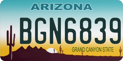 AZ license plate BGN6839