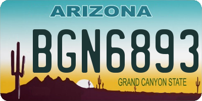 AZ license plate BGN6893