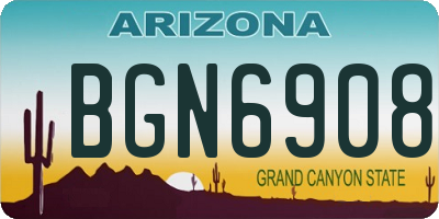 AZ license plate BGN6908