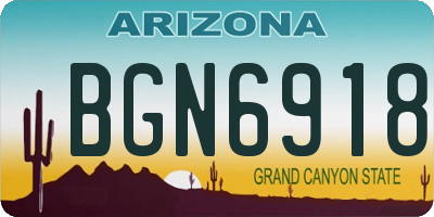 AZ license plate BGN6918