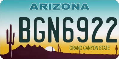 AZ license plate BGN6922