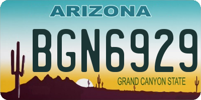AZ license plate BGN6929