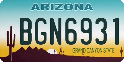 AZ license plate BGN6931