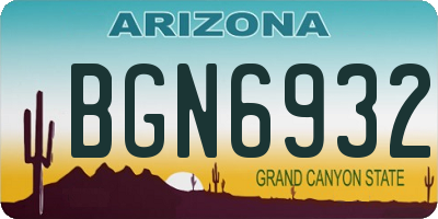 AZ license plate BGN6932