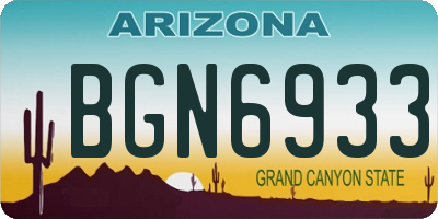 AZ license plate BGN6933