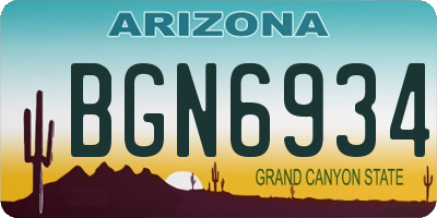 AZ license plate BGN6934
