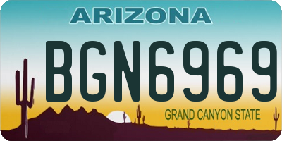 AZ license plate BGN6969