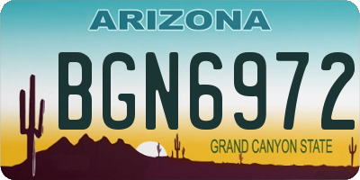 AZ license plate BGN6972