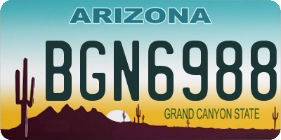 AZ license plate BGN6988