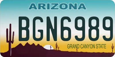 AZ license plate BGN6989