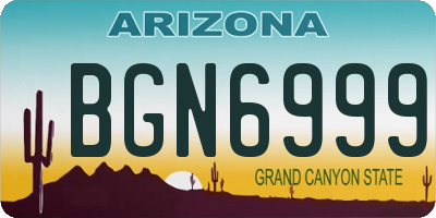 AZ license plate BGN6999