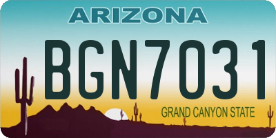 AZ license plate BGN7031