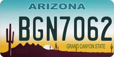 AZ license plate BGN7062