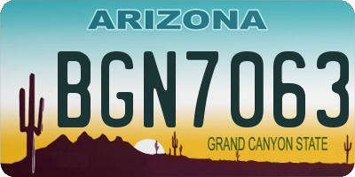 AZ license plate BGN7063