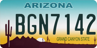 AZ license plate BGN7142