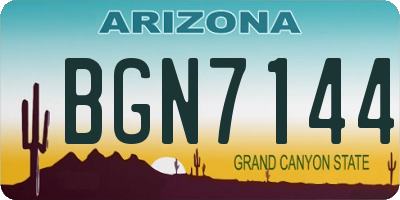 AZ license plate BGN7144