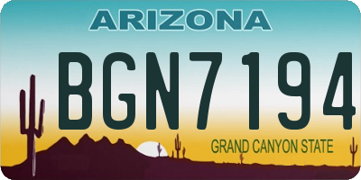 AZ license plate BGN7194