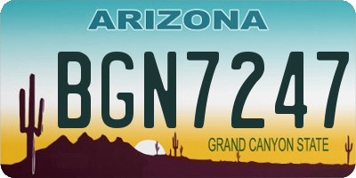 AZ license plate BGN7247