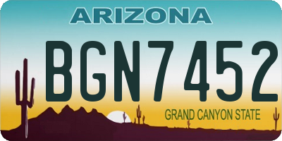 AZ license plate BGN7452