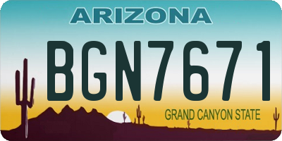AZ license plate BGN7671