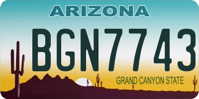 AZ license plate BGN7743