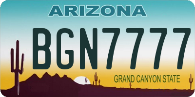 AZ license plate BGN7777