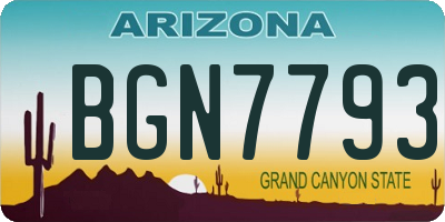 AZ license plate BGN7793