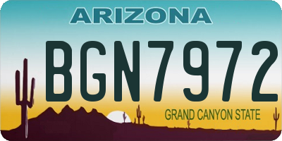 AZ license plate BGN7972