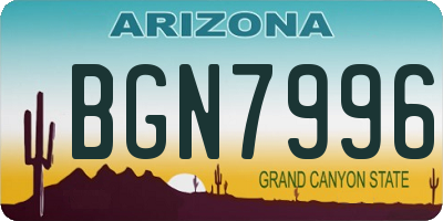 AZ license plate BGN7996