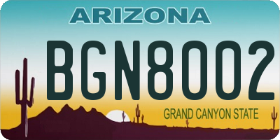 AZ license plate BGN8002
