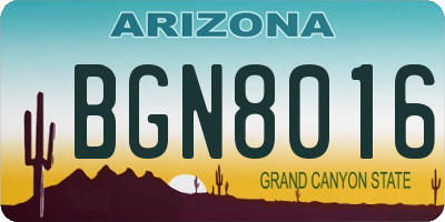 AZ license plate BGN8016