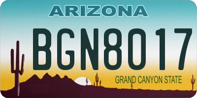 AZ license plate BGN8017